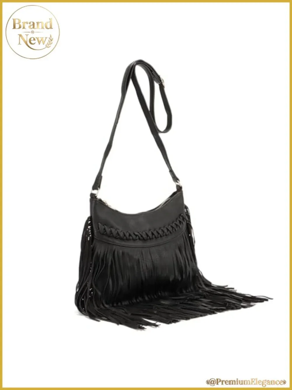 Vegan Leather Fringe Tassel Hobo Crossbody Bag Western Shoulder Purse